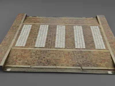 Pedestrian crossing cobblestones mid-poly 3D model