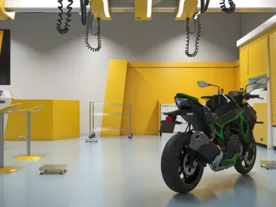  Racing Pit Garage and Sportbike 