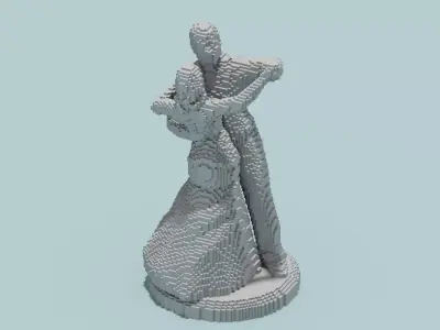 Dance Couple Sculpture Low-poly 3D model