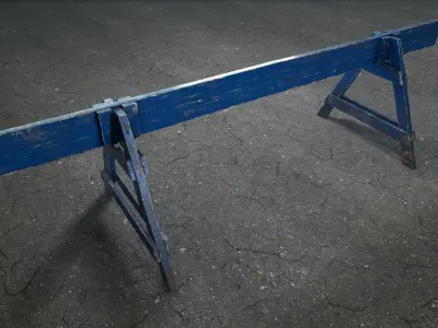 Crime Scenes - Wooden Police Barrier  Low-poly 3D model