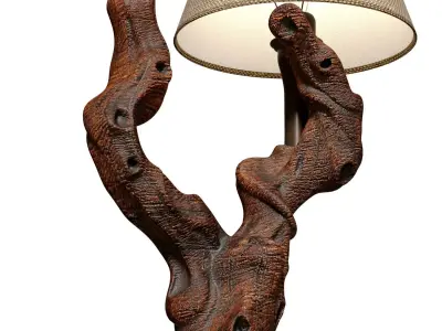 Rustic style wall Lamp sconce made of natural wood Sculptural   3D model