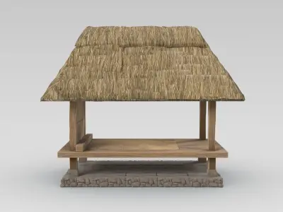 Bale Bengong Kuno A Open Pavilion Resting Hut 3D model