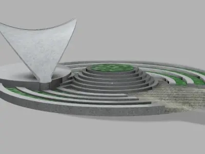 oval stage Low-poly 3D model