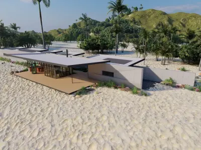 Beach Casa Scene-villa-modern house 3D model shop
