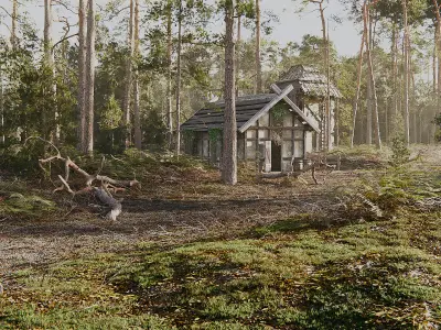 Pine Forest Realistic Scene 3D model