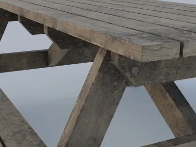 Worn Picnic Bench Low-poly 3D model