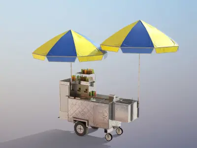Hot-Dog Cart - PBR Low-poly 3D model