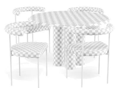 Fredericia and Resident Islets Table and Kashmir Chair 3D model