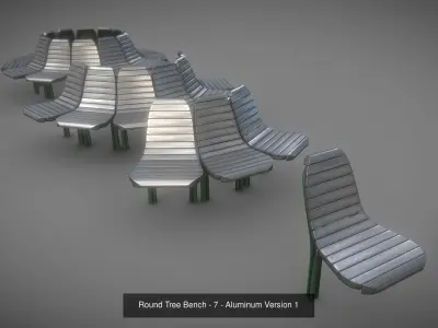 Round Tree Bench 7 3D Model Pack