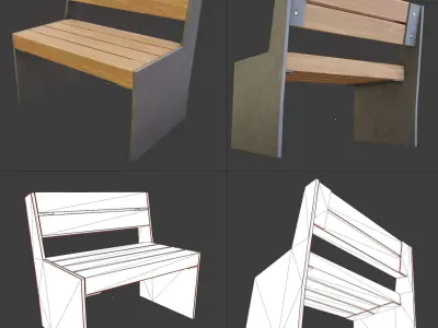 All Type 8 Park Benches 3D Model Pack