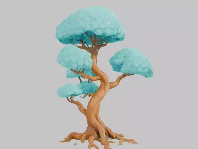 Whimsical Azure Tree Low-poly 3D model