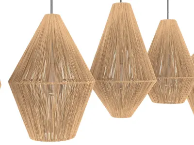 Lamp Wood Rattan Wicker 3D model