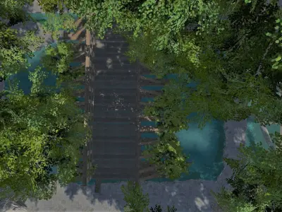 Wooden Bridge Low-poly 3D model 3