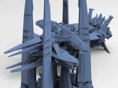 Dark Terra Former Tower 3 versions  3D model