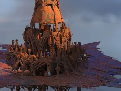 Desert Arrakis Cliff Oracle tower 3D model