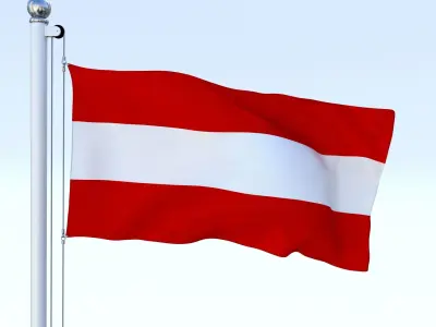 Animated Flag Austria Low-poly 3D model