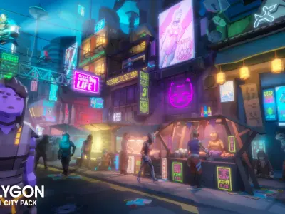 POLYGON - Sci-Fi City Pack Low-poly 3D model