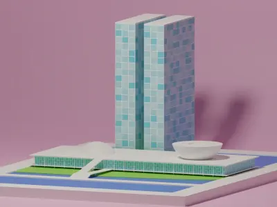 The National Congress of Brazil - Brasilia Low-poly 3D model