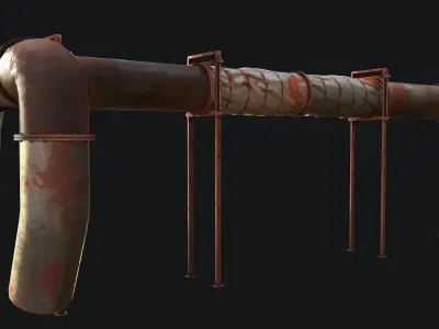 Hot Steam Pipe Low-poly 3D model