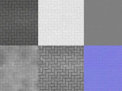 Scanned Herringbone Pavement- 2x2m Texture