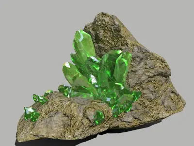 Crystal Set rock with crystals Low-poly 3D model order