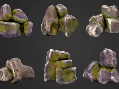 Stylized Cliffs and Rock Bundle Low-poly 3D model