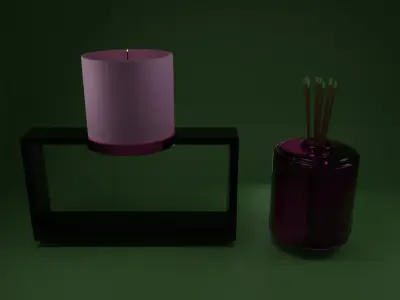 Candle and incense Low-poly 3D model
