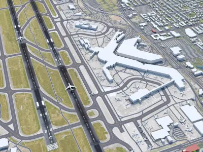 Seattle - Tacoma Airport 10km Low-poly 3D model