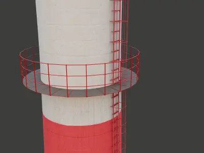 Industrial Chimney Low-poly 3D model