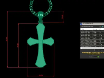 Light Gold 18K Cross Pendant 1CP041 3D print model