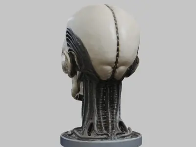 Portrait of a man HR Giger Style Human Head Bust Low-poly 3D model