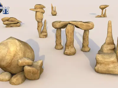 Desert Rock Collection Pack Lowpoly 3D Model Low-poly 3D model