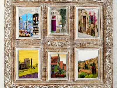 Paintings Collection 3D 7 wooden frame 3D model
