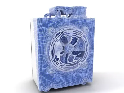 Industrial Air Conditioner Model Pack with Detailed Components Low-poly 3D model