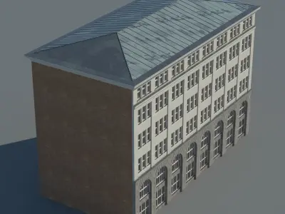 Townhouse brick building with roof 3D model