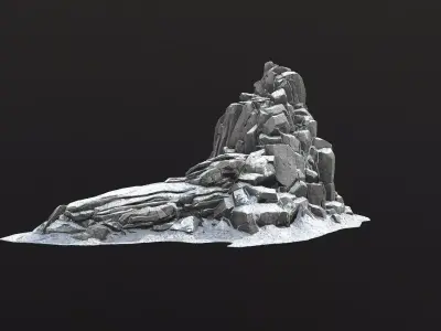 Rock Island mountains 2 snow Low-poly 3D model