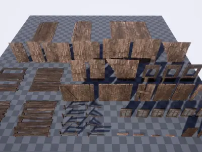 Wooden Building Kit Low-poly 3D model