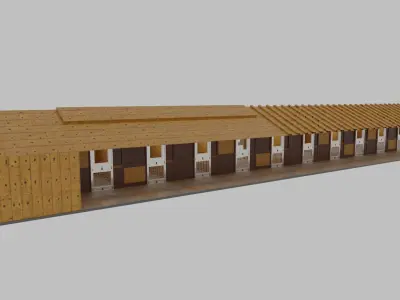 Horse Stable Low-poly 3D model