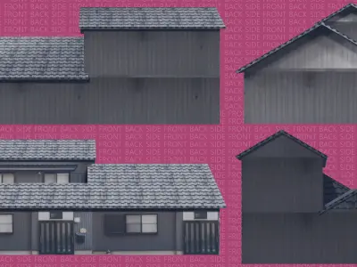 4 Traditional Japanease House Model Pack Low-poly 3D model