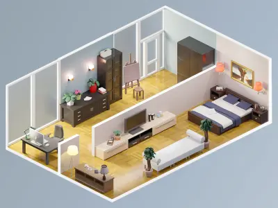 Room 43 Low-poly 3D model