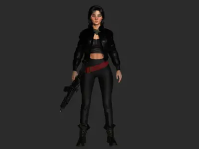AAA 3D REALISTIC CHARACTER - BEAUTIFUL WOMAN GUN SHOOTER Low-poly 3D model