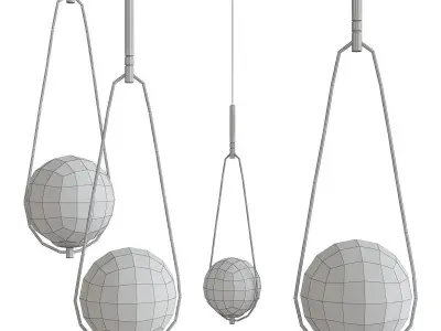 Pendant Lamp Loop Brass Glass 3d model Low-poly 3D model