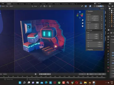 pawn-bot low poly model render in blender Low-poly 3D model
