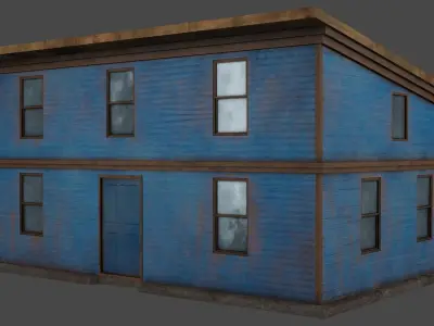 House boards blue Low-poly 3D model