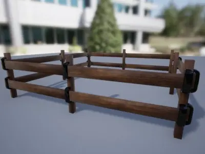 Wooden Fence LD3D0001 Low-poly 3D model