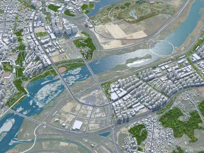 Sejong Downtown South Korea Low-poly 3D model