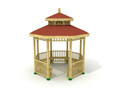 3D Hexagon Wood Gazebo 001 3D model