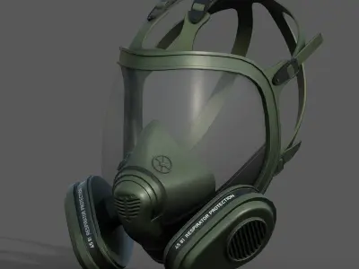 Gas mask helmet 3d model military combat fantasy  Low-poly 3D model 5