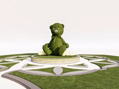 Topiary Teddy Bear Landscape Feature Low-poly 3D model