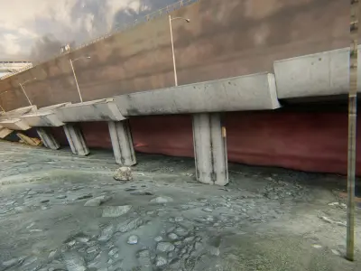 Concrete Jungle Shipwreck Low-poly 3D model